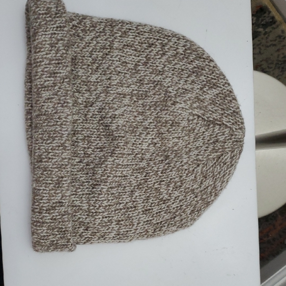 L.L. Bean Tan and Cream Knit Beanie